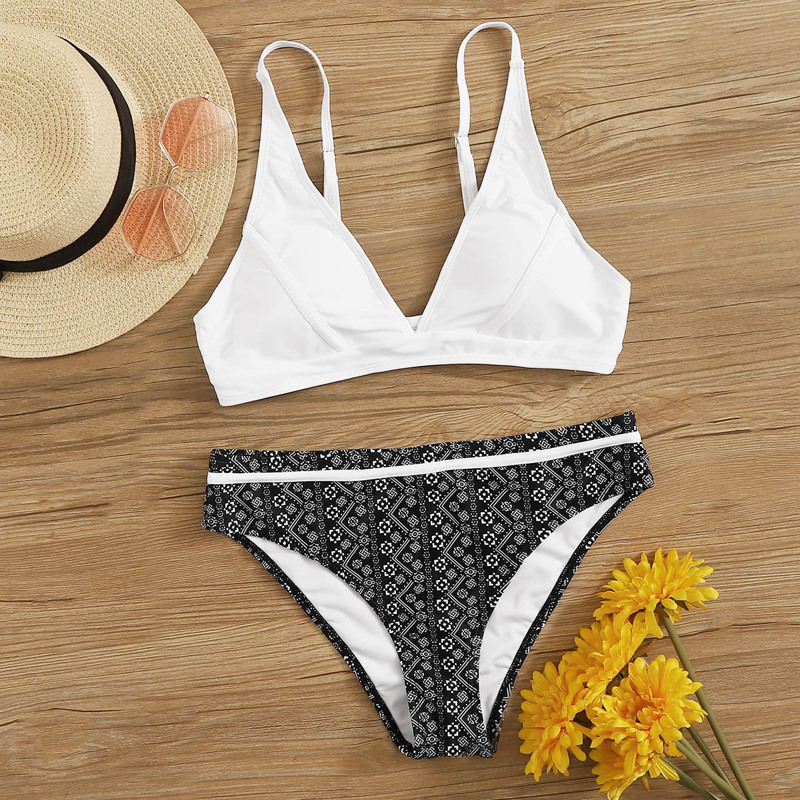 

Aztec Print Cami Bikini Swimsuit, Multicolor