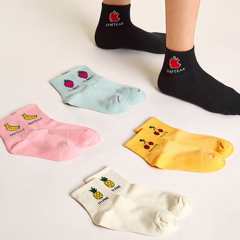 

5pairs Fruit Pattern Socks, Multicolor