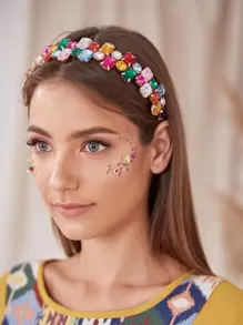 Aro para el cabello con decoración de piedras preciosas, real para Halloween - Multicolor - Ver 1