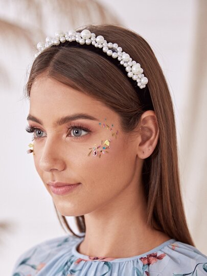 faux pearl decor hair hoop