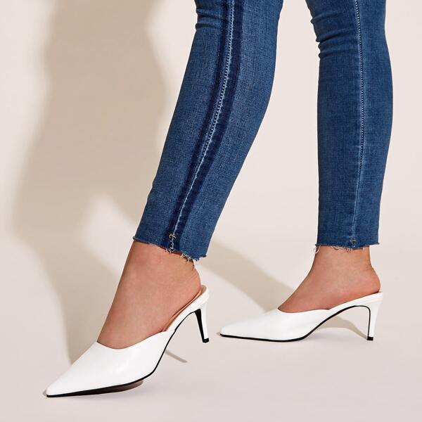 

Point Toe Stiletto Heeled Mules, White