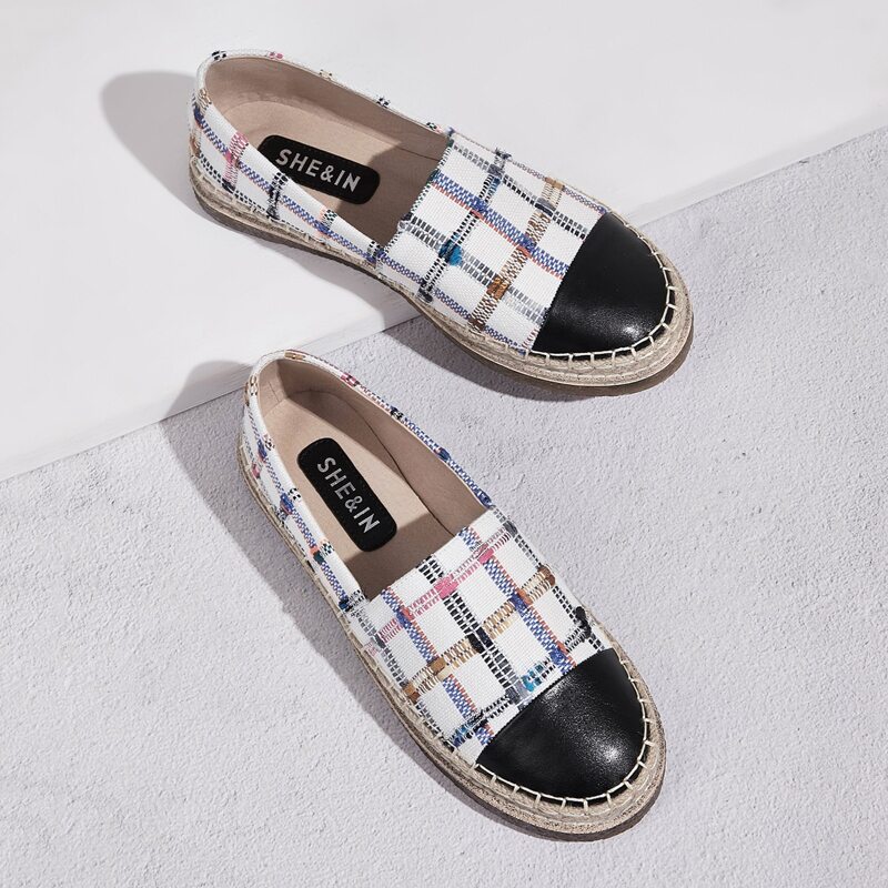 

Cap Toe Slip-on Plaid Canvas Flats, Multicolor