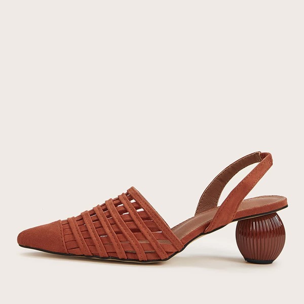 

Hollow Out Point Toe Slingback Ball Heels, Orange