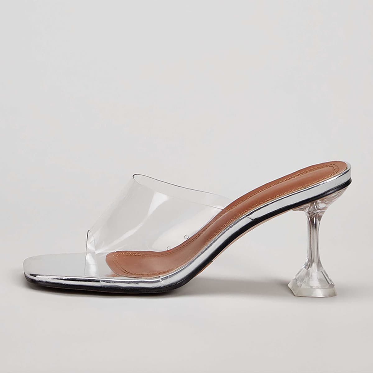 

Clear Open Toe Stiletto Heeled Mules