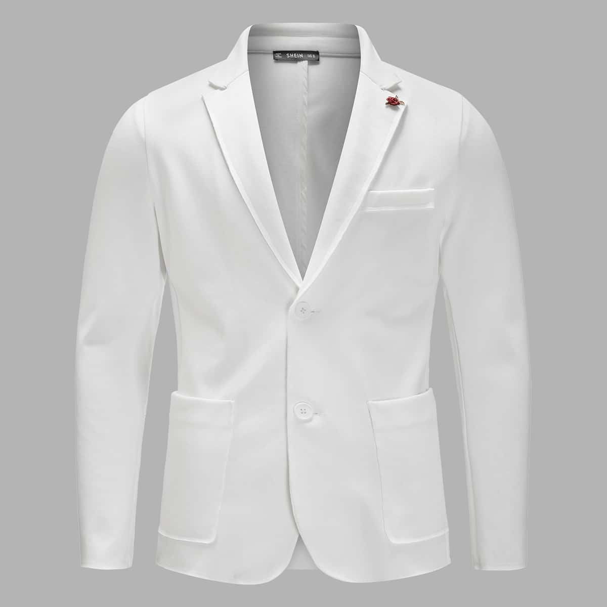

Guys Notched Collar Applique Detail Blazer, White