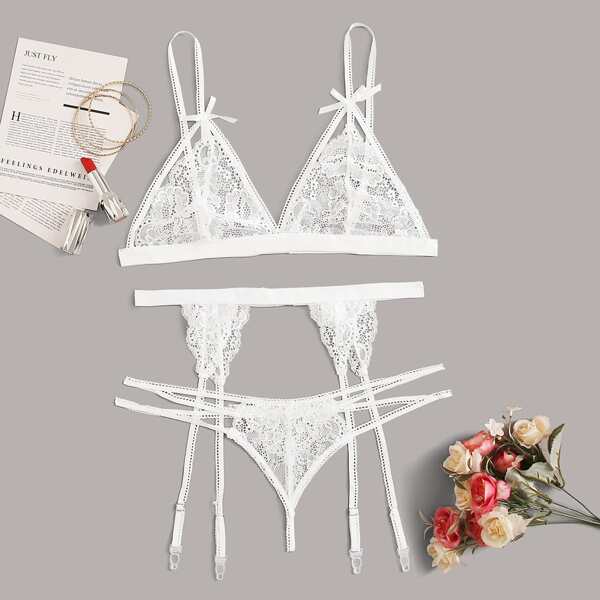 

Белый Чистый Ровный цвет Сексуальное женское белье, Белые