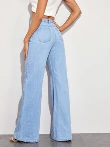 Full Length Baggy Jeans - Light Wash - View 2