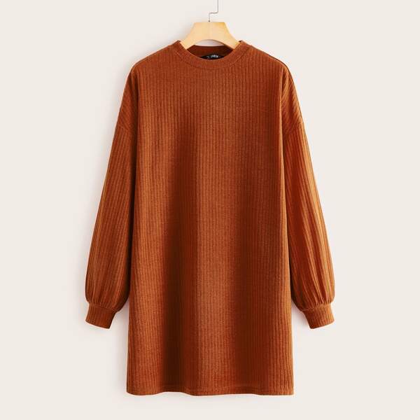 

Drop Shoulder Tee Dress, Rust brown