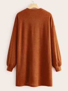 SHEIN 落肩t恤連衣裙 - 鏽棕色 - 查看 2