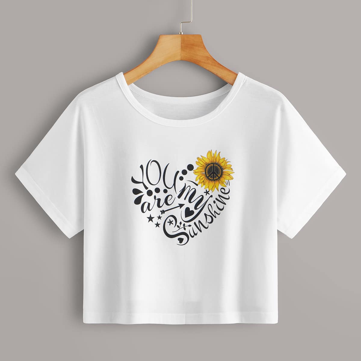 

Sunflower Graphic Crop Tee, White