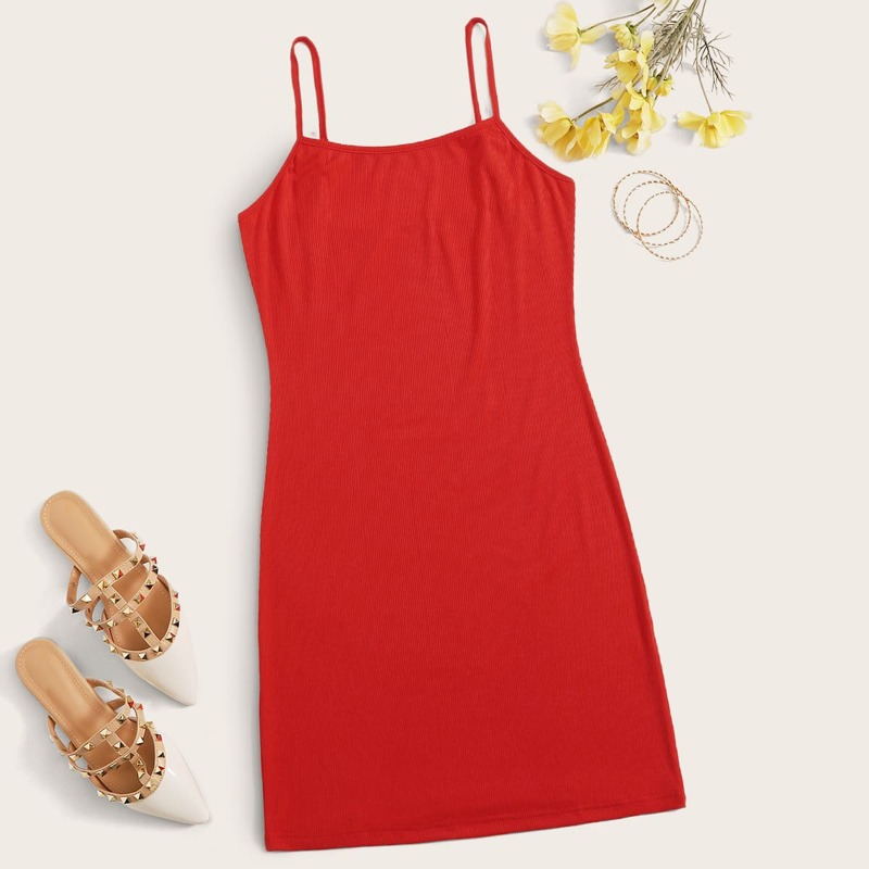 

Ribbed Red Cami Dress