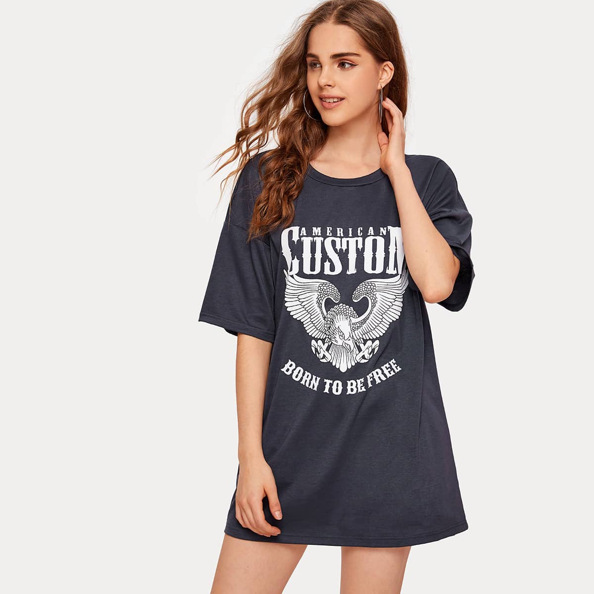 

Eagle Graphic Oversized Tee, Grey