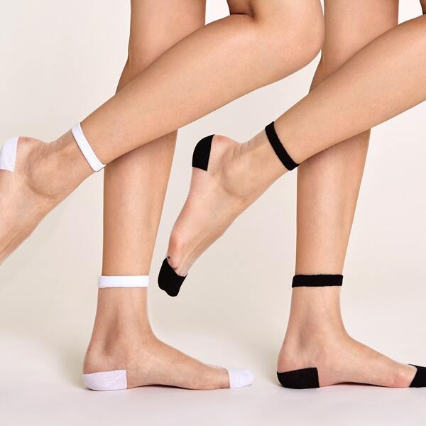 

2pairs Mesh Socks, Black and white