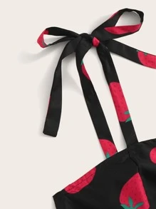 Sukienka W Truskawki Na Ramiączkach - Wielokolorowe - Zobacz 4