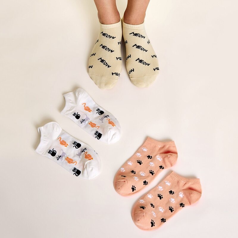 

3pairs Cartoon Graphic Ankle Socks, Multicolor