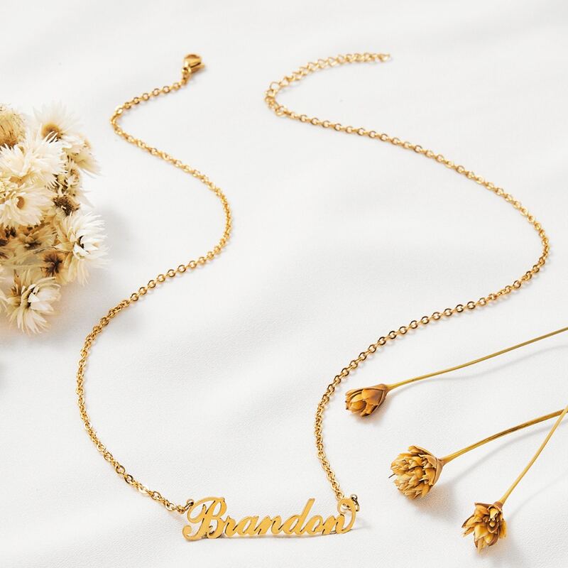 

Brandon Letter Charm Chain Necklace, Gold