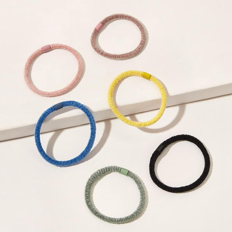 

6pcs Simple Hair Tie, Multicolor