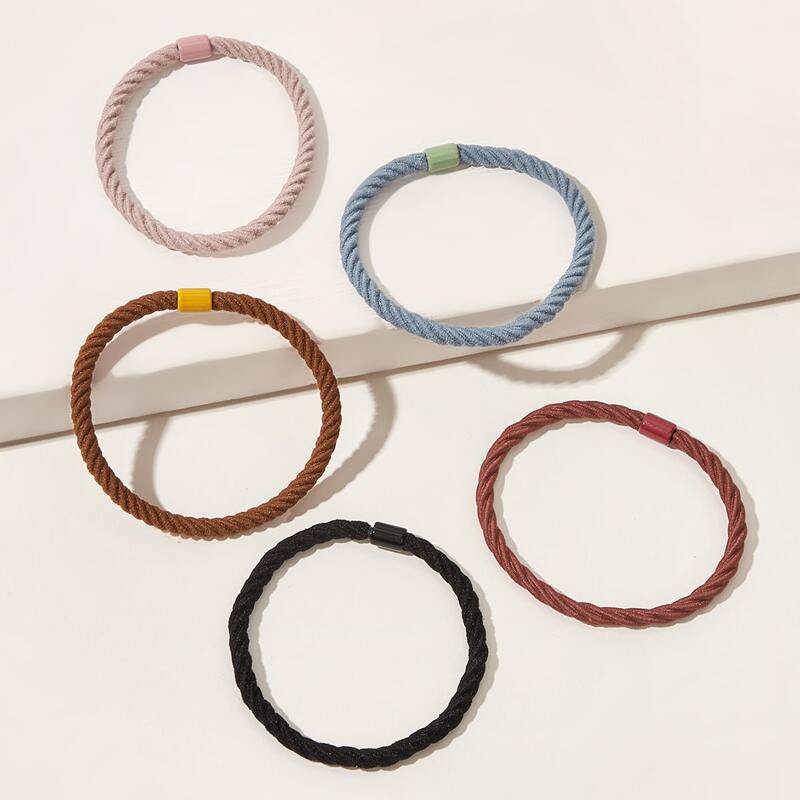 

5pcs Simple Hair Tie, Multicolor