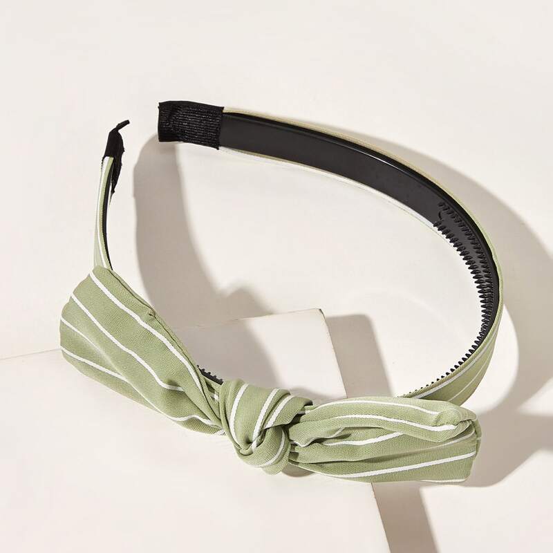 

Striped Bow Knot Hair Hoop, Green