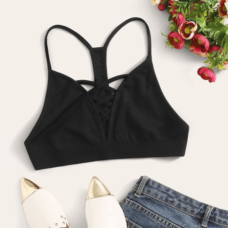 

Crisscross Black Crop Cami