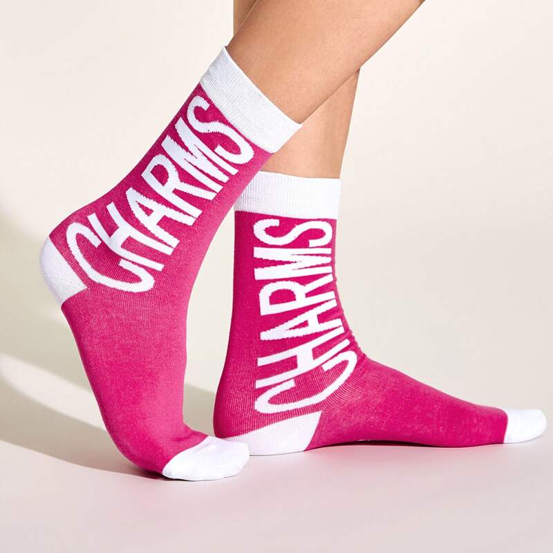 

1pair Letter Graphic Socks, Pink
