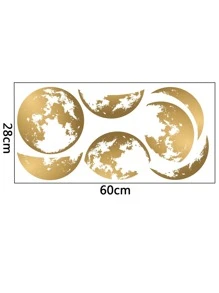 地球圖案墻面貼紙 - 金色 - 查看 4
