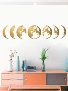 地球圖案墻面貼紙 - 金色 - 查看 5