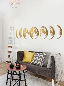 地球圖案墻面貼紙 - 金色 - 查看 6