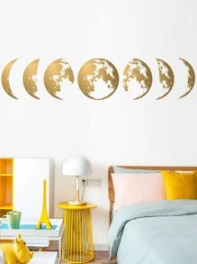 地球圖案墻面貼紙 - 金色 - 查看 7