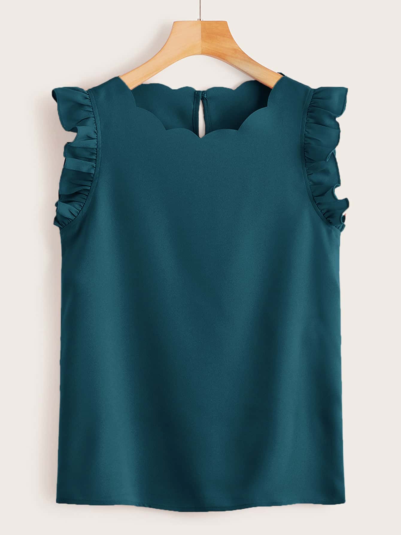 SHEIN LUNE Top ribete en abanico de sisa fruncido