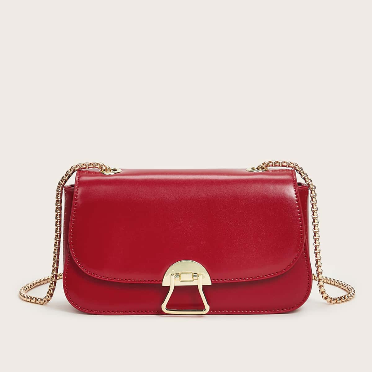 

Metal Detail Chain Bag, Red