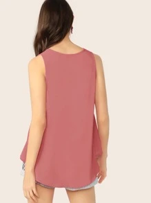 SHEIN Essnce 前短後長下擺傘擺上衣 - 粉色 - 查看 2