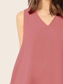 SHEIN Essnce 前短後長下擺傘擺上衣 - 粉色 - 查看 3