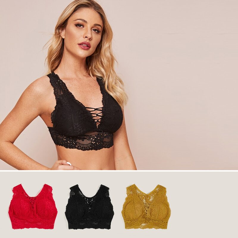 

3pack Floral Lace Bra Set, Multicolor