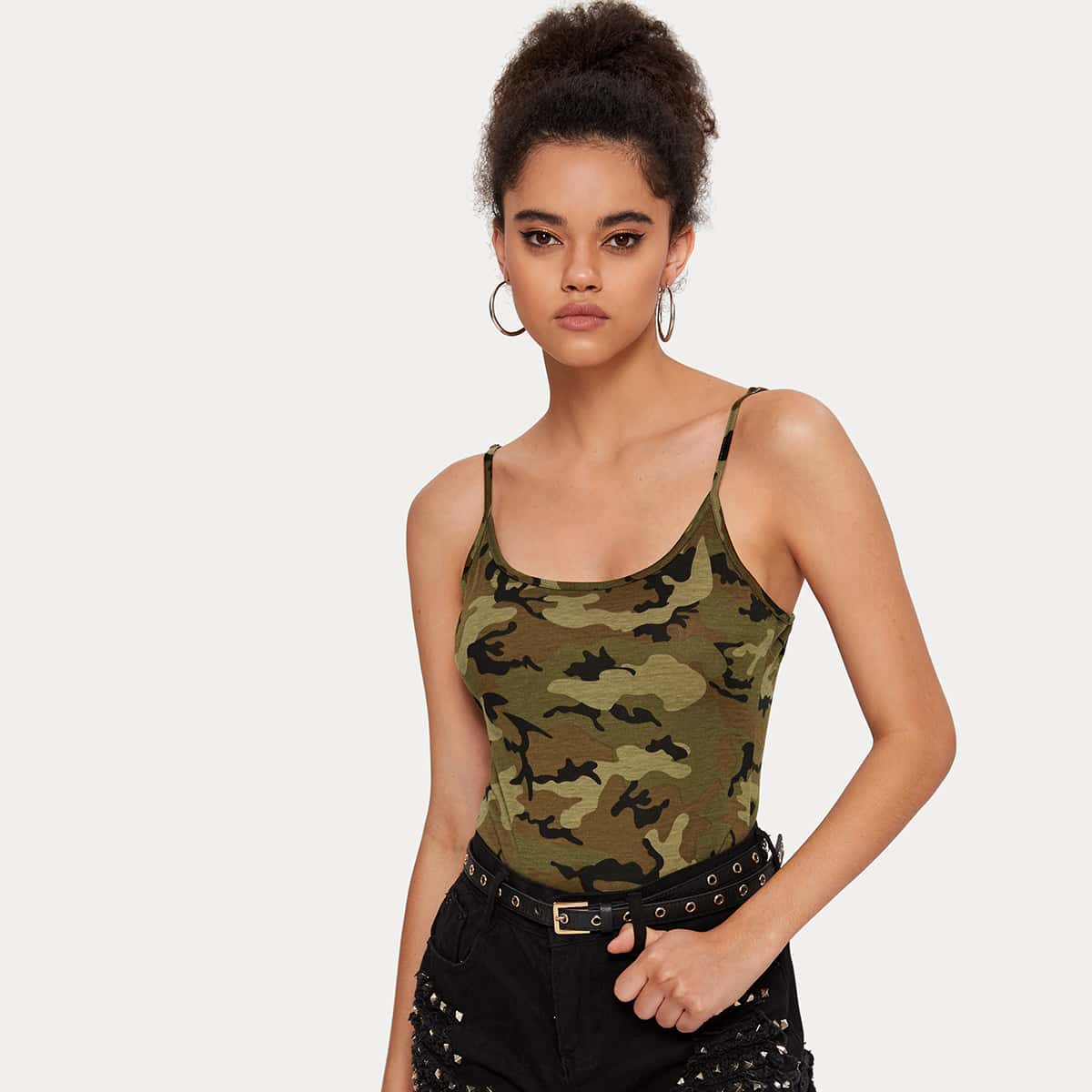 

Camo Print Cami Top, Multicolor