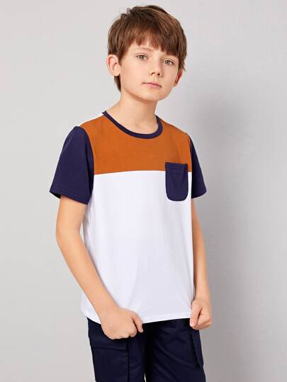 boys patch pocket colorblock tee