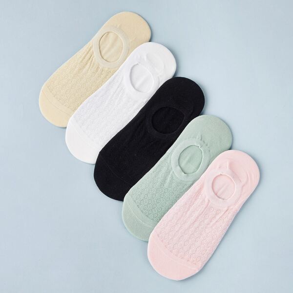 

5pairs Solid Socks, Multicolor