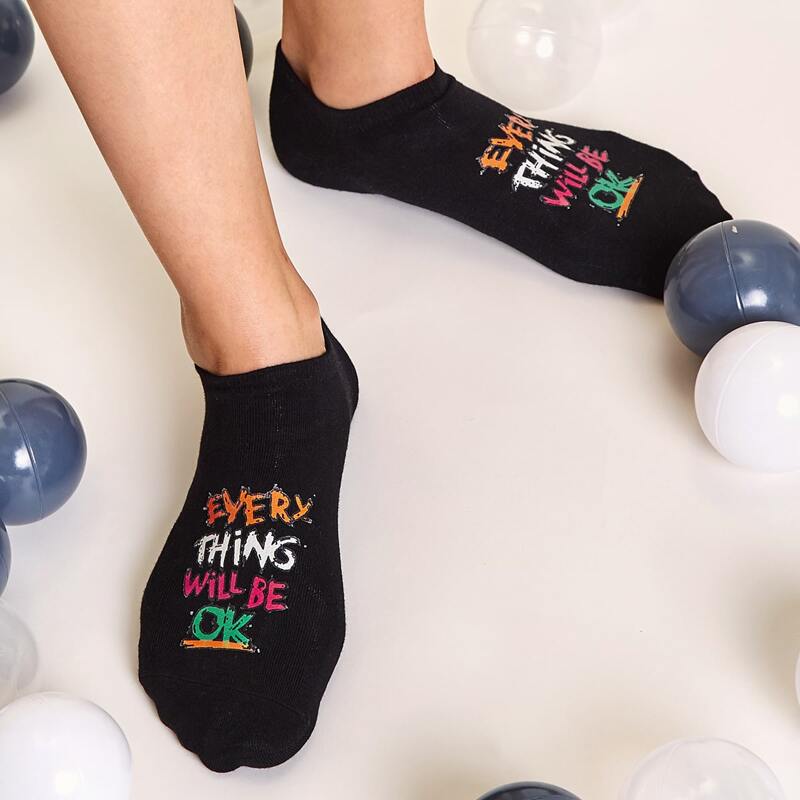 

1pair Letter Graphic Socks, Black