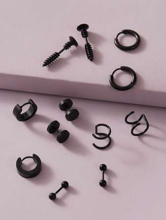 6pairs Round & Screw Shaped Earrings