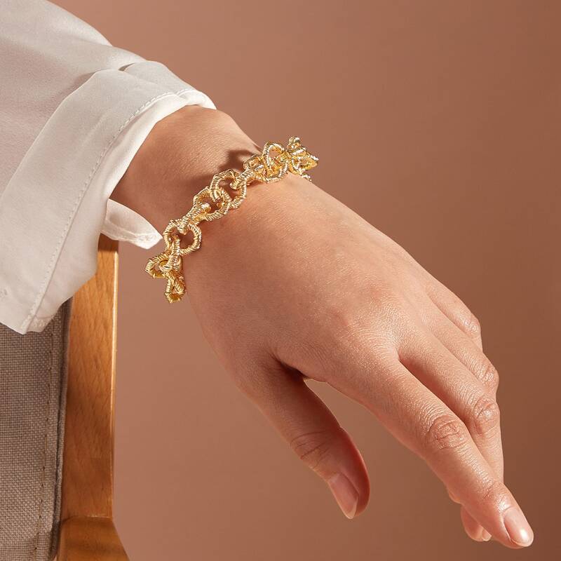 

1pc Textured Bracelet, Gold