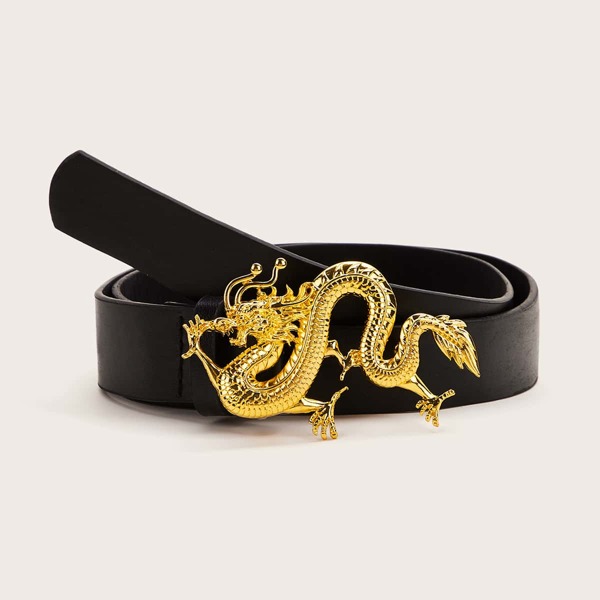 

Metal Dragon Decor Belt, Black