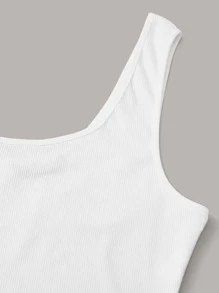 SHEIN One-Shoulder Crop Top & Plaid Vented Mini Skirt Set - Multicolor - View 5