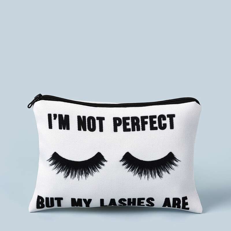 

Letter Graphic Makeup Bag, Black and white