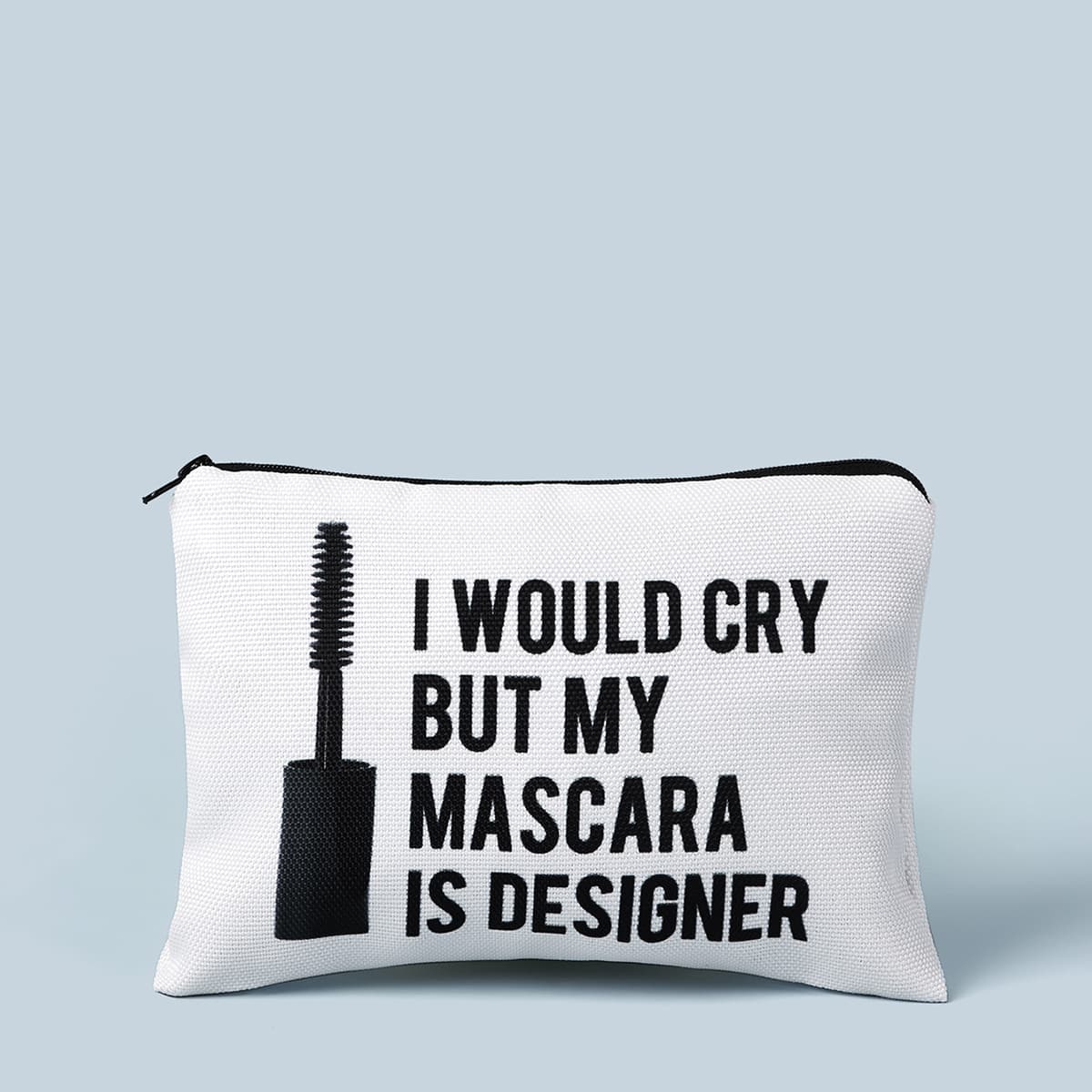 

Letter Graphic Makeup Bag, Black and white