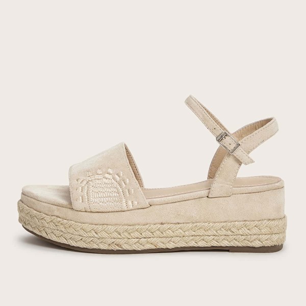 

Ankle Strap Platform Wedges, Beige