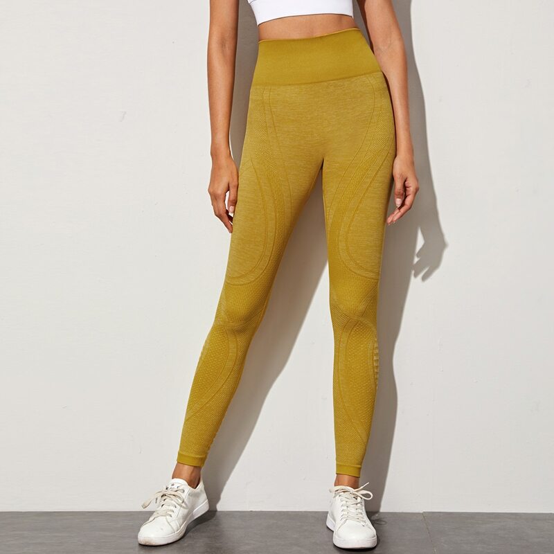 

Space Dye Topstitching Sports Leggings, Yellow