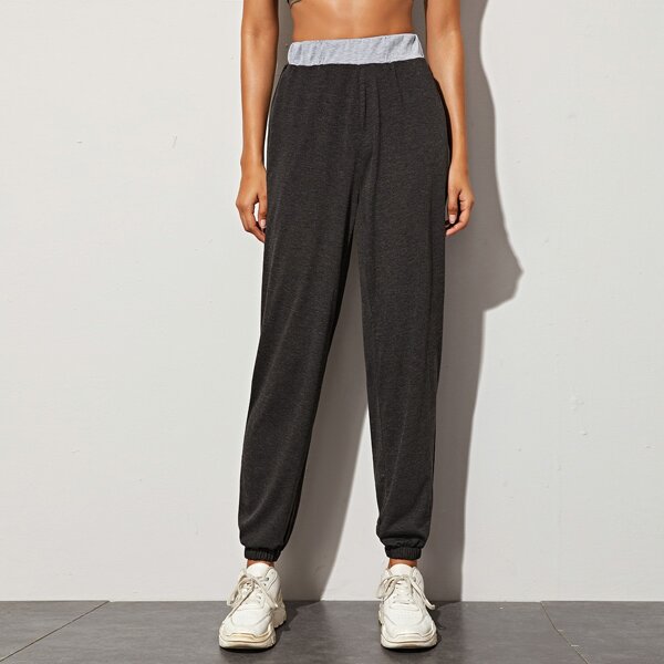 

Контрастные спортивные брюки с карманом, Серые