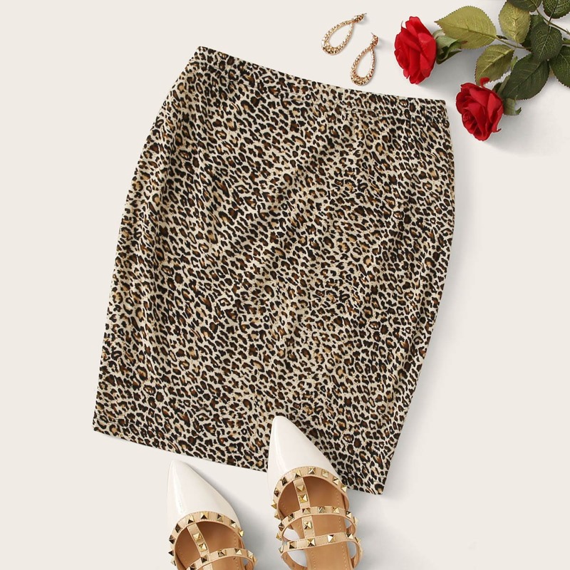 

Leopard Print High-Rise Pencil Skirt, Multicolor