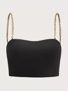 SHEIN ICON Top de tirante corto con tira de cadena - Negro - Ver 1
