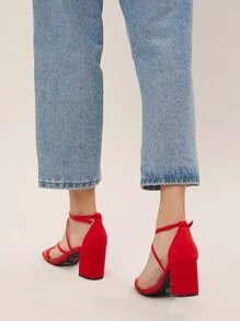 SHUZIA Giày gót màu trơn Đỏ công sở - Đỏ - Xem 4